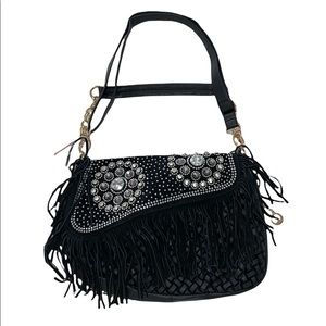NWOT AOSIMEI Bling Fringe Black Bag shoulder/ crossbody